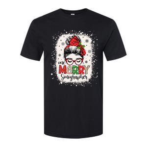 One Merry Sonographer Messy Bun Radiographer Christmas Softstyle CVC T-Shirt