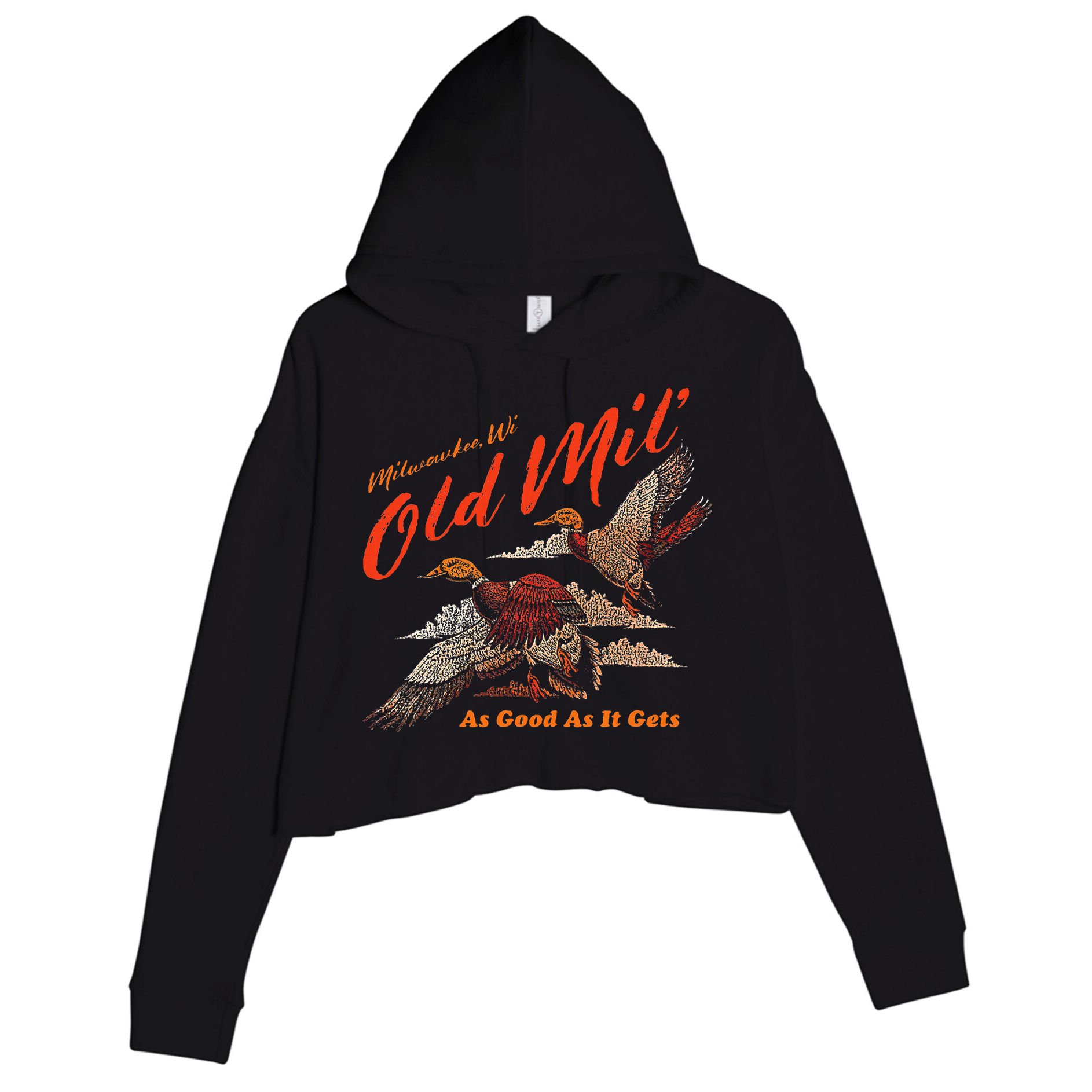 Old Milwaukee Style Old Mil Ducks Crop Fleece Hoodie