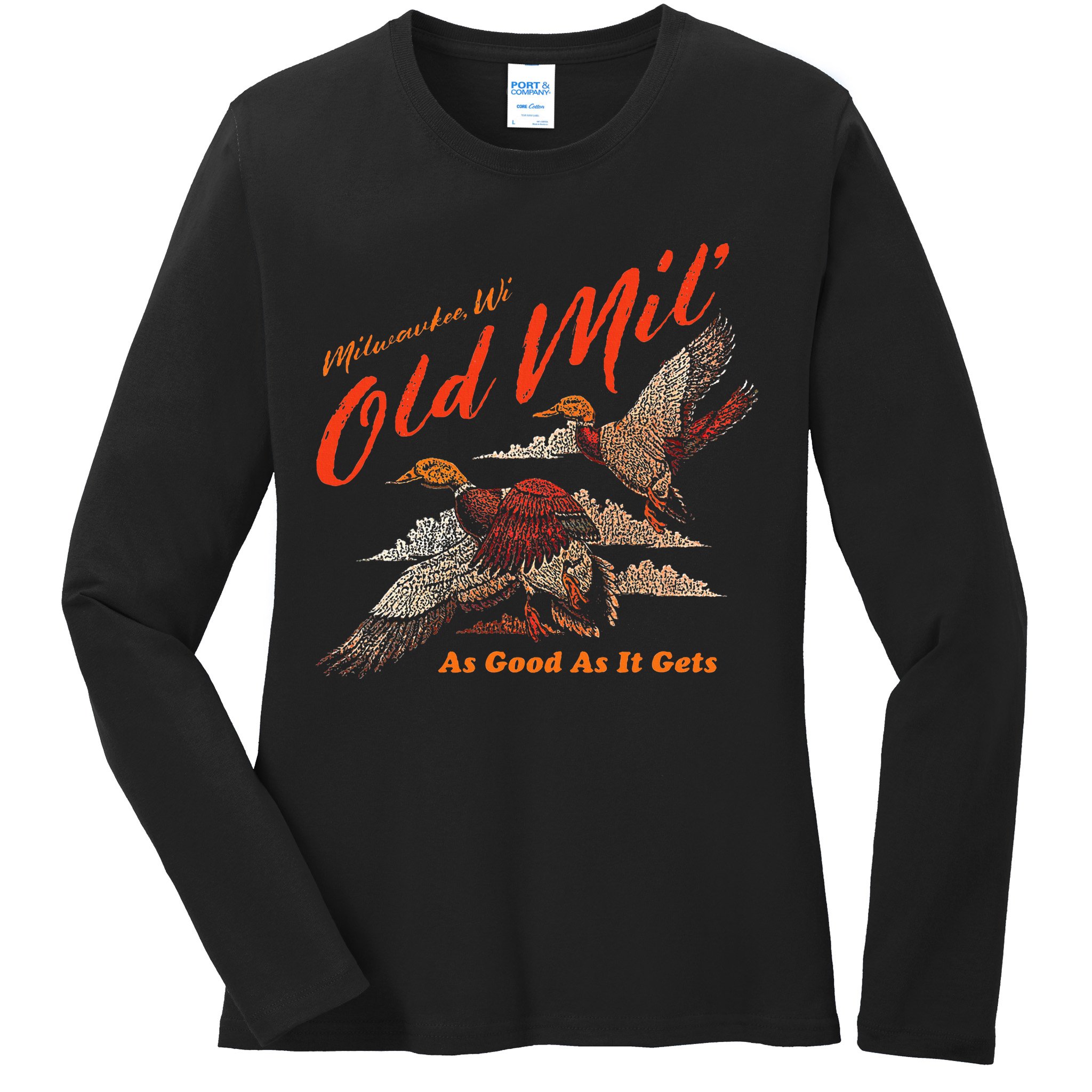 Old Milwaukee Style Old Mil Ducks Ladies Long Sleeve Shirt