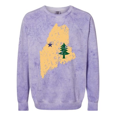 Original Maine State Flag Retro Northern New England Dirigo Colorblast Crewneck Sweatshirt