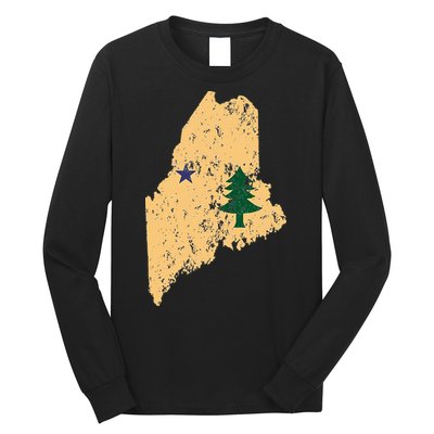 Original Maine State Flag Retro Northern New England Dirigo Long Sleeve Shirt