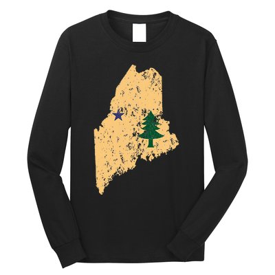 Original Maine State Flag Retro Northern New England Dirigo Long Sleeve Shirt