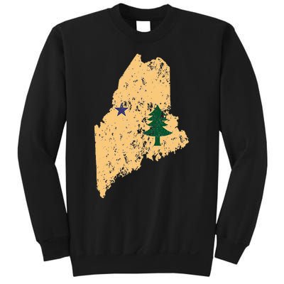 Original Maine State Flag Retro Northern New England Dirigo Sweatshirt