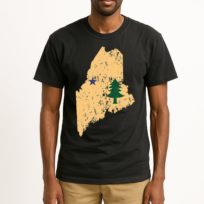 Original Maine State Flag Retro Northern New England Dirigo Tall T-Shirt