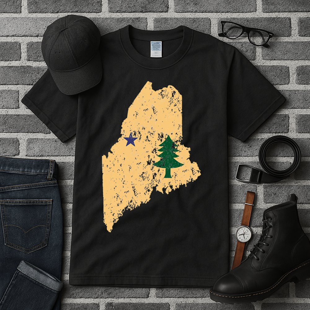 Original Maine State Flag Retro Northern New England Dirigo Tall T-Shirt