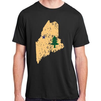 Original Maine State Flag Retro Northern New England Dirigo Adult ChromaSoft Performance T-Shirt