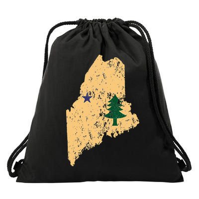 Original Maine State Flag Retro Northern New England Dirigo Drawstring Bag