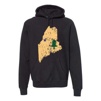 Original Maine State Flag Retro Northern New England Dirigo Premium Hoodie