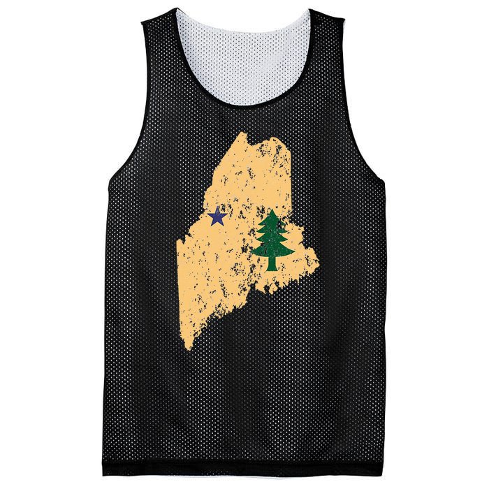 Original Maine State Flag Retro Northern New England Dirigo Mesh Reversible Basketball Jersey Tank