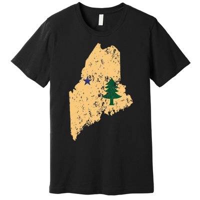 Original Maine State Flag Retro Northern New England Dirigo Premium T-Shirt