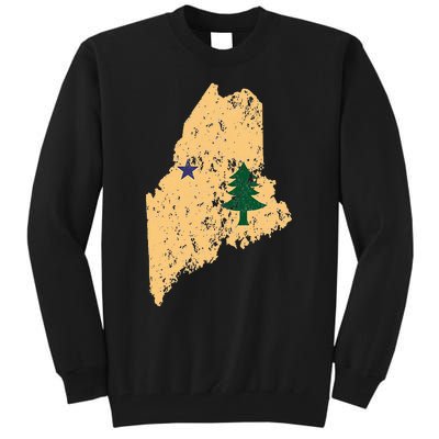 Original Maine State Flag Retro Northern New England Dirigo Tall Sweatshirt