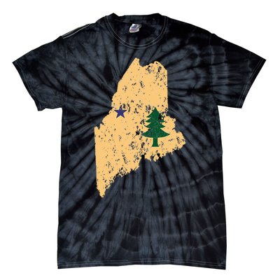 Original Maine State Flag Retro Northern New England Dirigo Tie-Dye T-Shirt