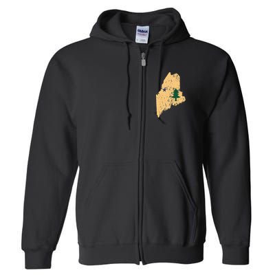 Original Maine State Flag Retro Northern New England Dirigo Full Zip Hoodie
