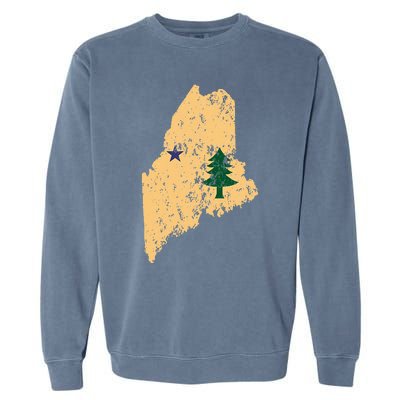 Original Maine State Flag Retro Northern New England Dirigo Garment-Dyed Sweatshirt