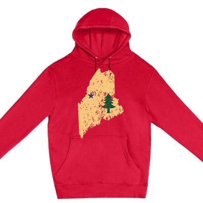 Original Maine State Flag Retro Northern New England Dirigo Premium Pullover Hoodie