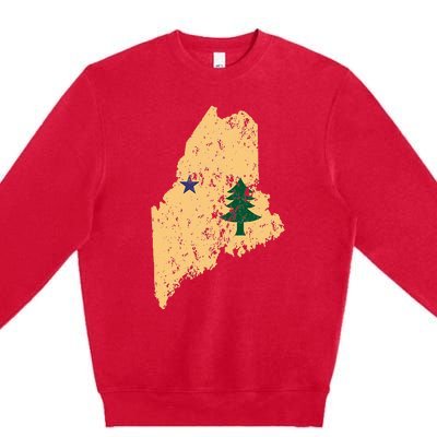 Original Maine State Flag Retro Northern New England Dirigo Premium Crewneck Sweatshirt