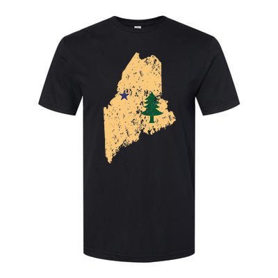 Original Maine State Flag Retro Northern New England Dirigo Softstyle CVC T-Shirt