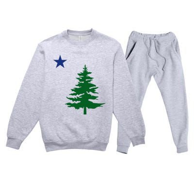 Old Maine State Flag 1901 Pine Tree Star Premium Crewneck Sweatsuit Set