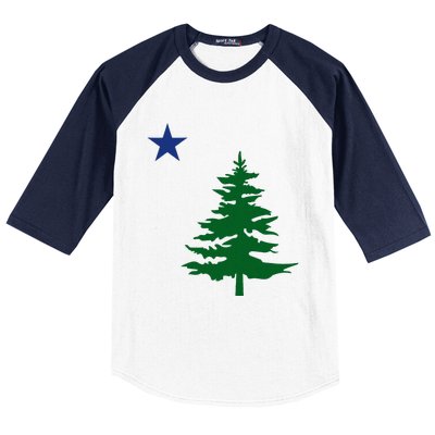 Old Maine State Flag 1901 Pine Tree Star Baseball Sleeve Shirt