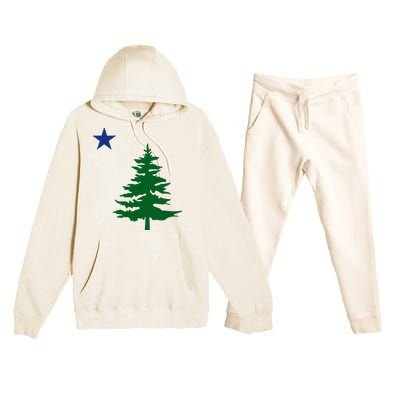 Old Maine State Flag 1901 Pine Tree Star Premium Hooded Sweatsuit Set