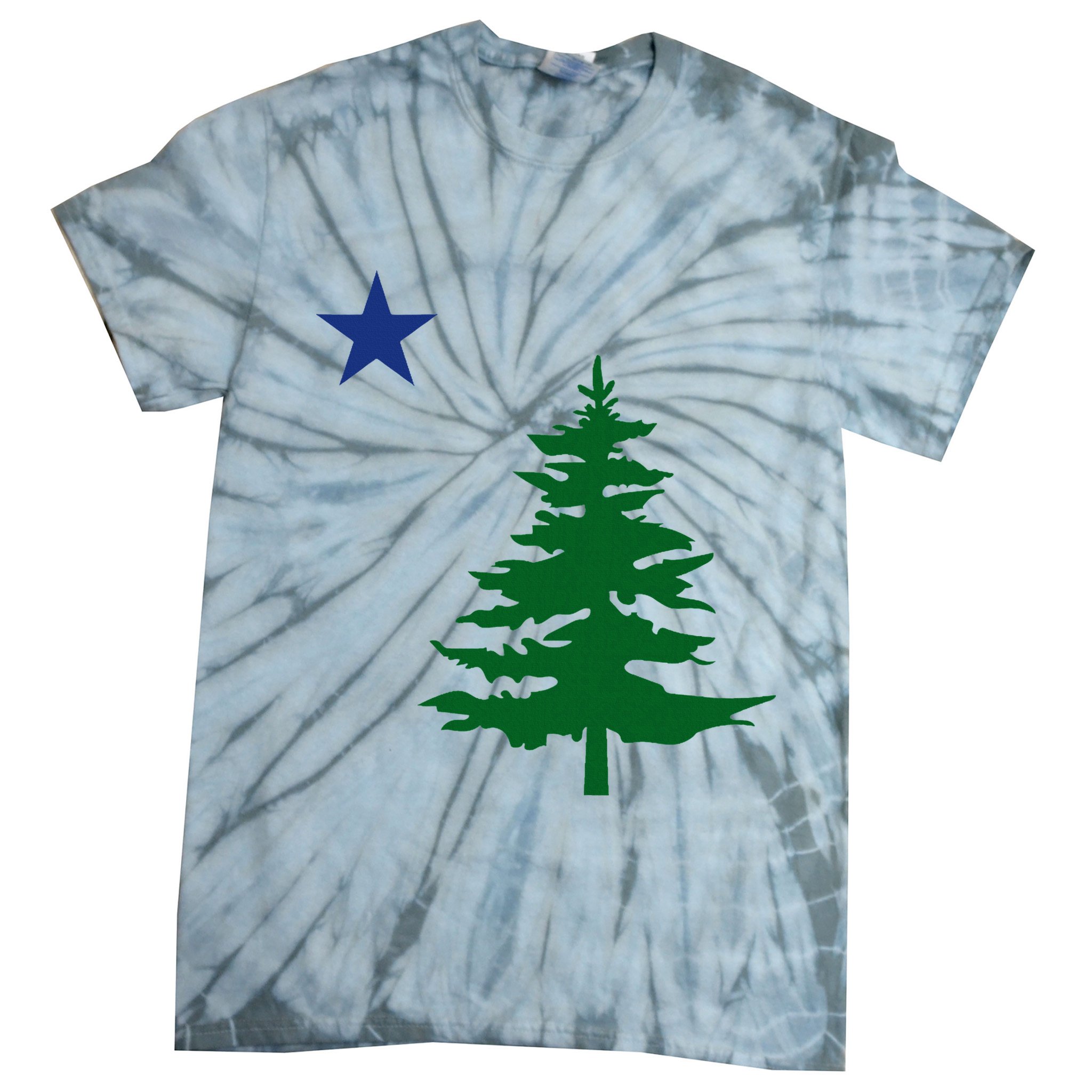 Old Maine State Flag 1901 Pine Tree Star Tie-Dye T-Shirt