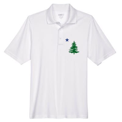 Old Maine State Flag 1901 Pine Tree Star Men's Origin Performance Pique Polo