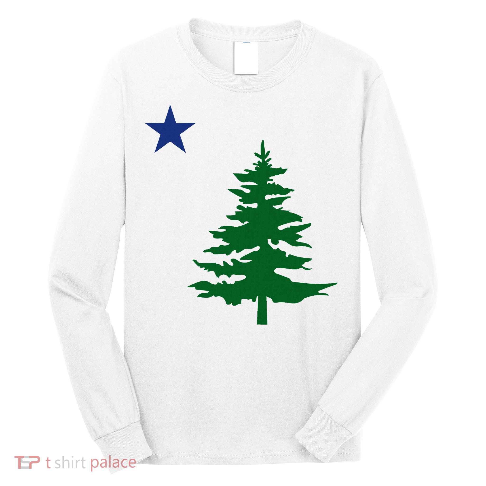 Old Maine State Flag 1901 Pine Tree Star Long Sleeve Shirt