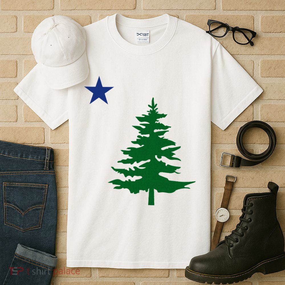 Old Maine State Flag 1901 Pine Tree Star Tall T-Shirt
