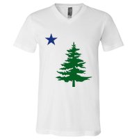 Old Maine State Flag 1901 Pine Tree Star V-Neck T-Shirt