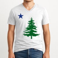 Old Maine State Flag 1901 Pine Tree Star V-Neck T-Shirt