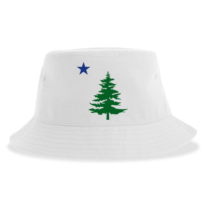 Old Maine State Flag 1901 Pine Tree Star Sustainable Bucket Hat