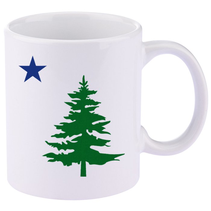 Old Maine State Flag 1901 Pine Tree Star 11oz C Handle Ceramic Mug