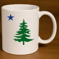 Old Maine State Flag 1901 Pine Tree Star 11oz C Handle Ceramic Mug