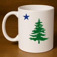 Old Maine State Flag 1901 Pine Tree Star 11oz C Handle Ceramic Mug