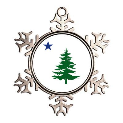 Old Maine State Flag 1901 Pine Tree Star Metallic Star Ornament