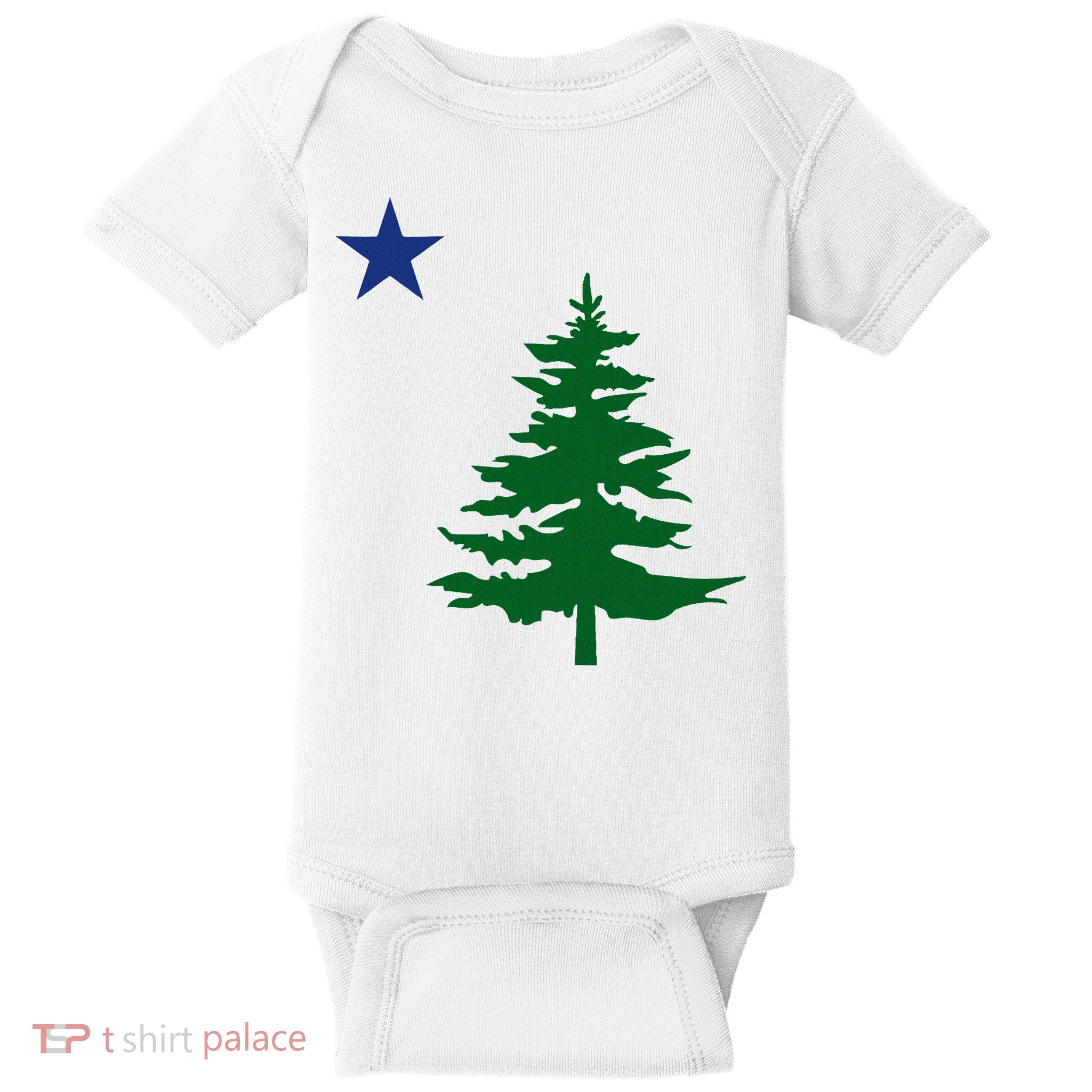 Old Maine State Flag 1901 Pine Tree Star Baby Bodysuit