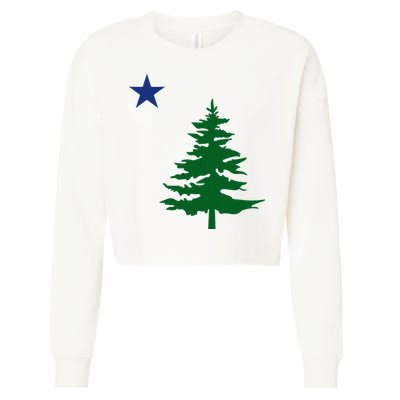 Old Maine State Flag 1901 Pine Tree Star Cropped Pullover Crew
