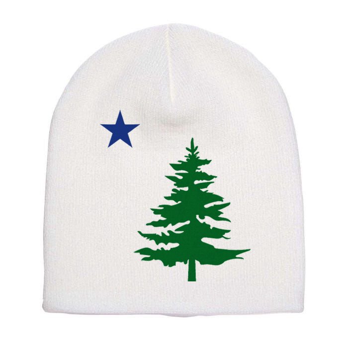 Old Maine State Flag 1901 Pine Tree Star Short Acrylic Beanie