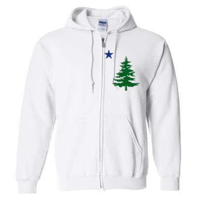 Old Maine State Flag 1901 Pine Tree Star Full Zip Hoodie