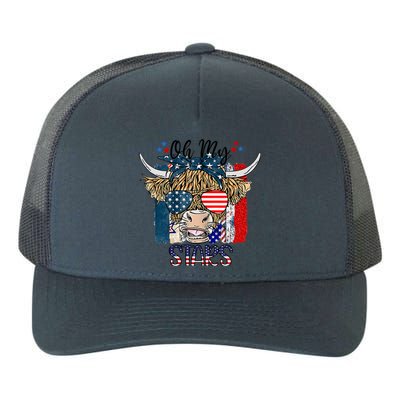 Oh My Stars Cow Highland Cow With 4th July American Flag Cute Gift Yupoong Adult 5-Panel Trucker Hat