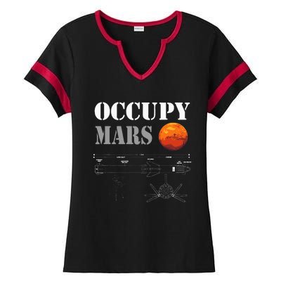 Occupy Mars Starship Rocket Ladies Halftime Notch Neck Tee