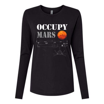 Occupy Mars Starship Rocket Womens Cotton Relaxed Long Sleeve T-Shirt