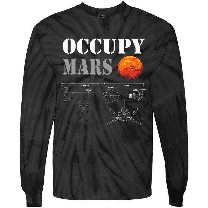 Occupy Mars Starship Rocket Tie-Dye Long Sleeve Shirt