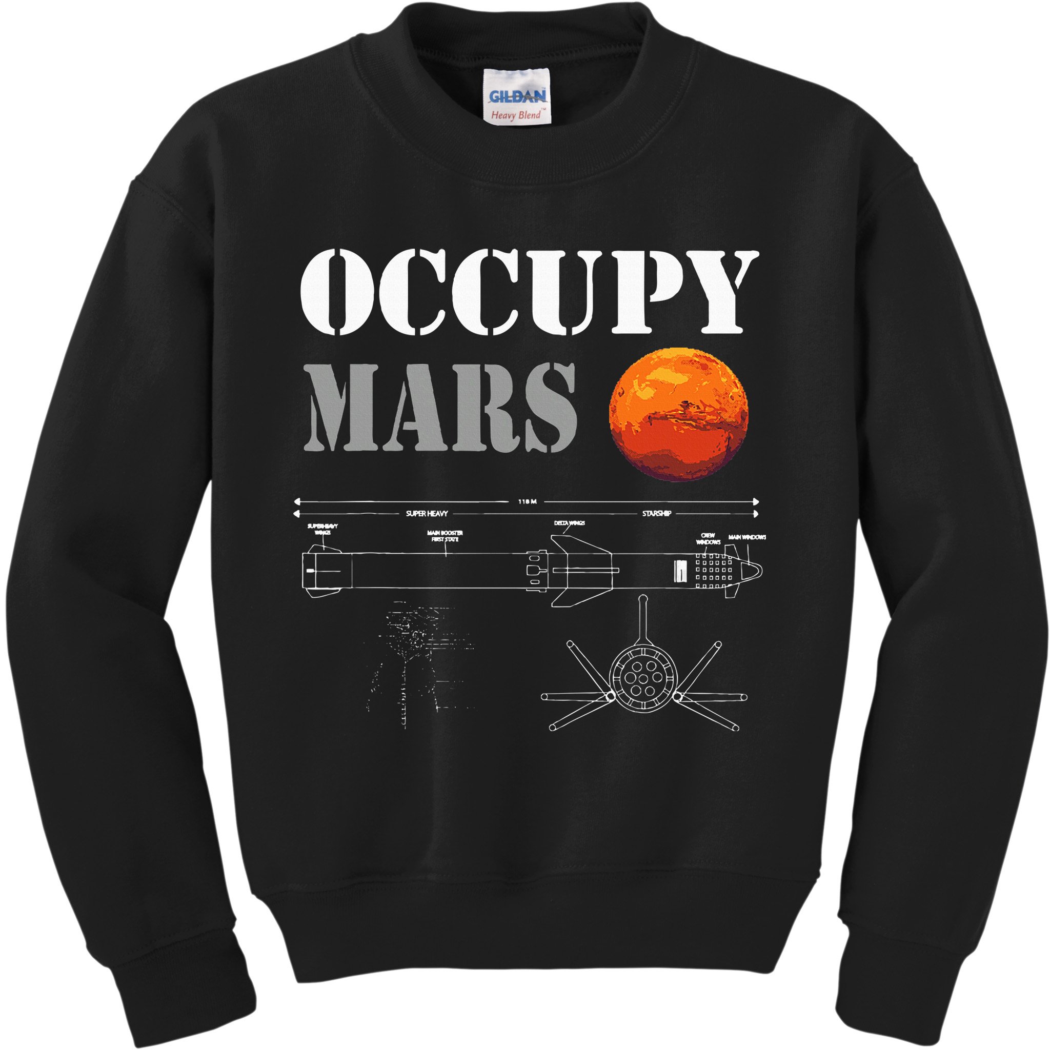 Occupy Mars Starship Rocket Kids Sweatshirt