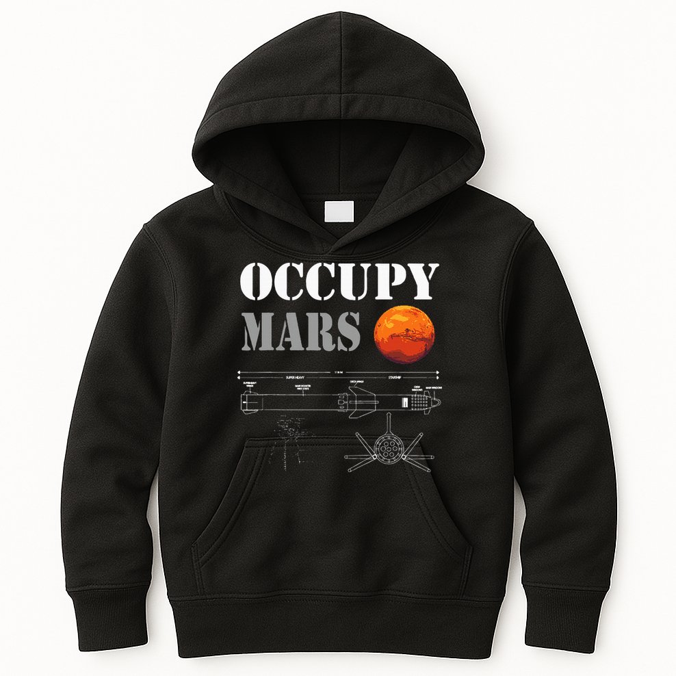 Occupy Mars Starship Rocket Kids Hoodie