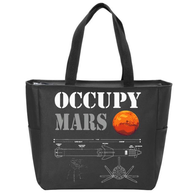 Occupy Mars Starship Rocket Zip Tote Bag