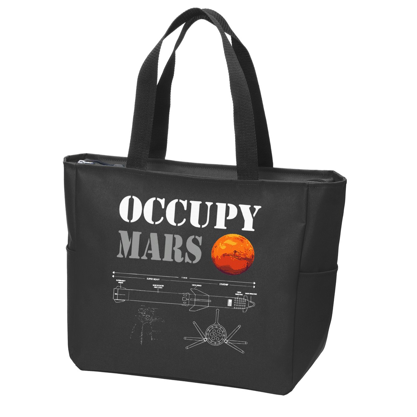 Occupy Mars Starship Rocket Zip Tote Bag