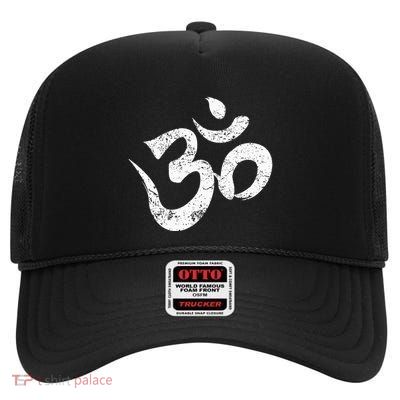 Ohm Meditation Symbol Aum Spiritual Indian Buddhism Omkar High Crown Mesh Back Trucker Hat