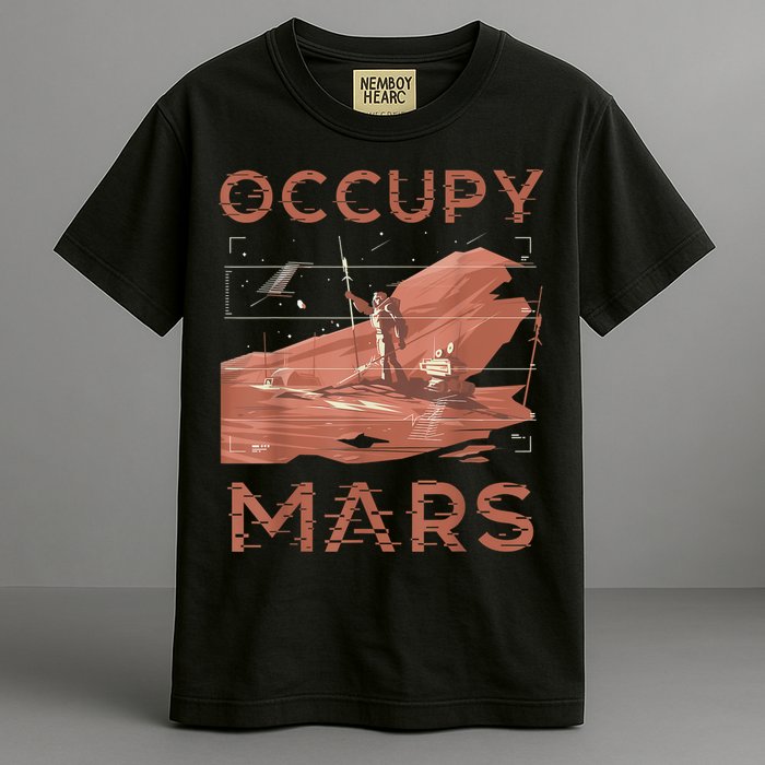 Occupy Mars Shirts Space Exploration Colonize Planet Mars Garment-Dyed Heavyweight T-Shirt