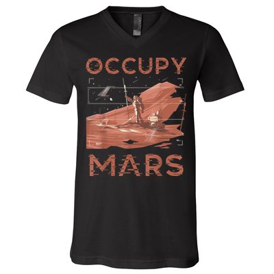 Occupy Mars Shirts Space Exploration Colonize Planet Mars V-Neck T-Shirt